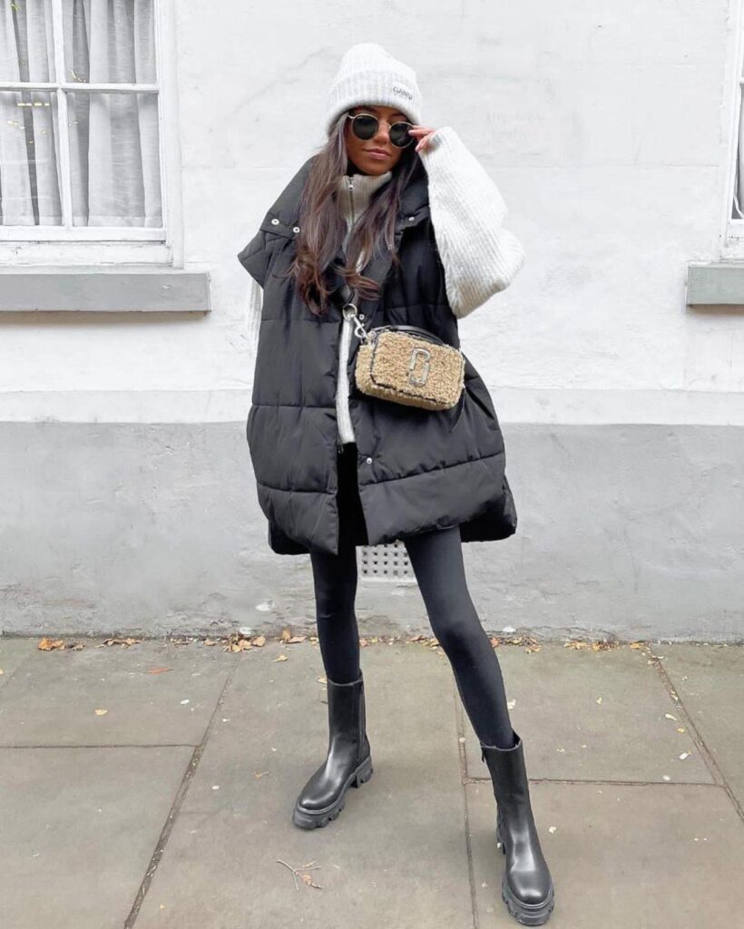 black leggings outfits for fall and winter