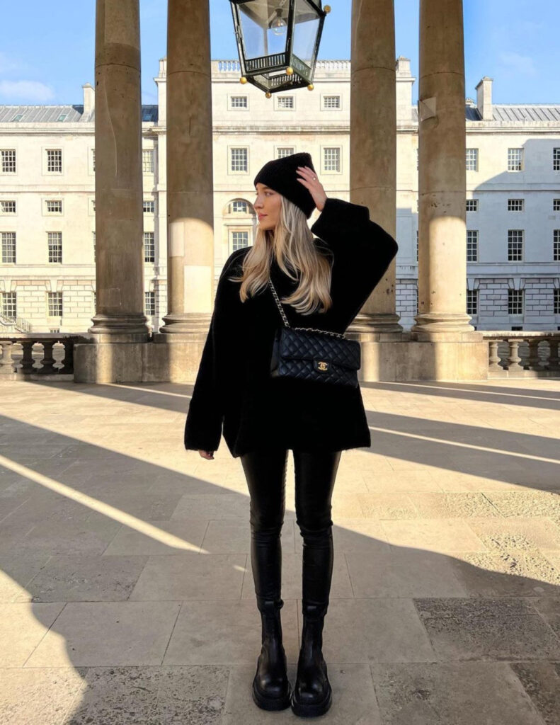 cute outfits with black leggings and sweaters for fall and winter