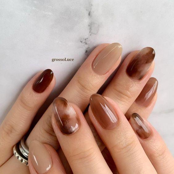 cute brown nail ideas for fall