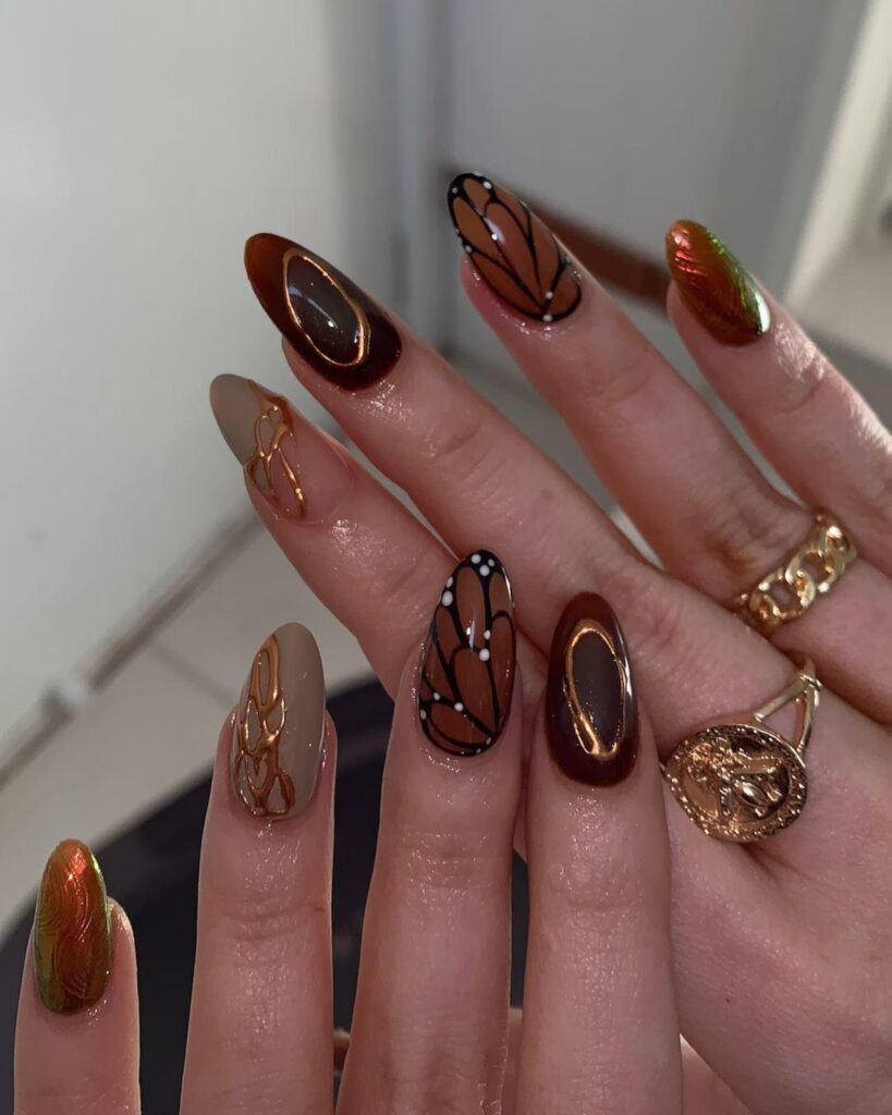 cute brown nail ideas for fall press ons