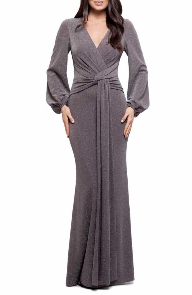 wrap front maxi dress 