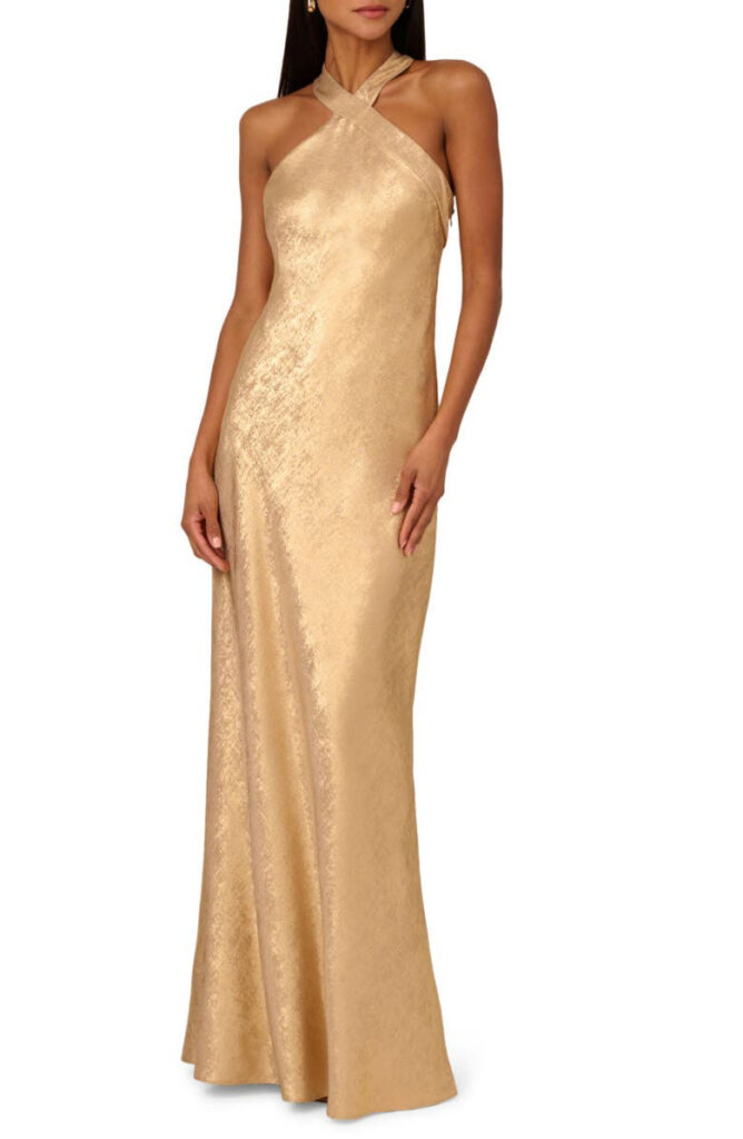 gold halter maxi dress 
