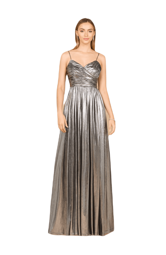 silver metallic maxi dress 