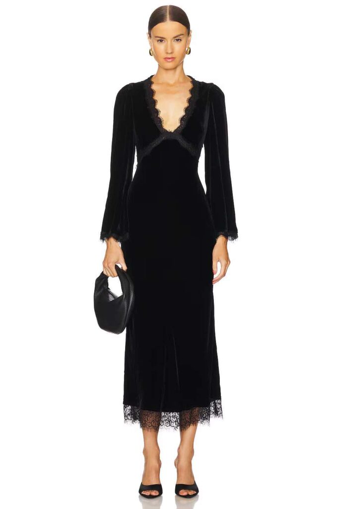 winter wedding guest dresses black lace trim 