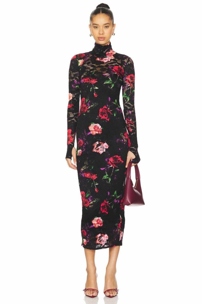 winter floral print dress 