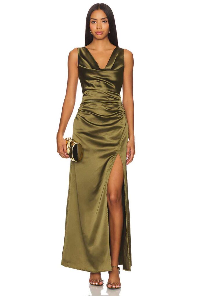 green winter wedding guest dress 