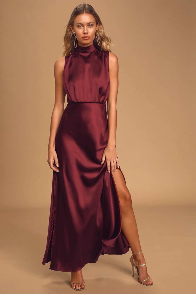 burgundy formal dress 
