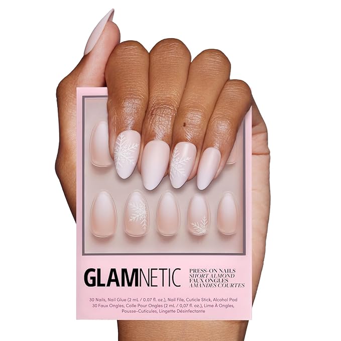 pink snowflake nail design ideas press ons