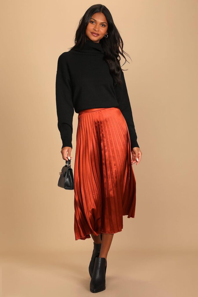 winter satin skirt outfits