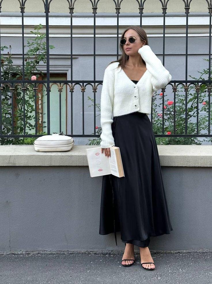 winter satin skirt outfits