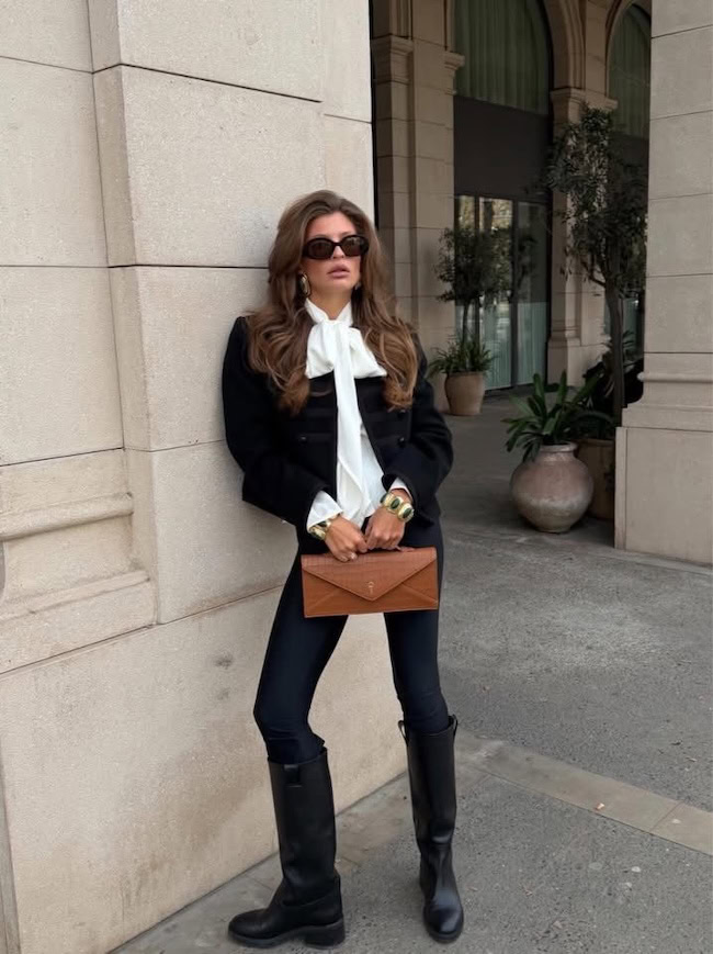 knee high boots with skinny jeans outfit 2026