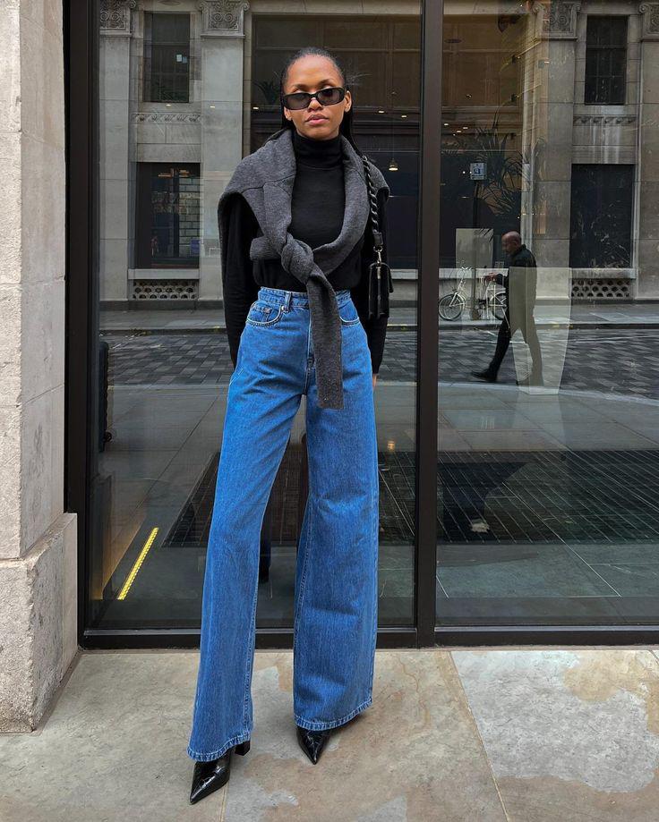 how to wear wide leg jeans to work