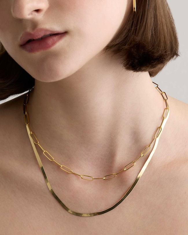 gold herringbone necklace 