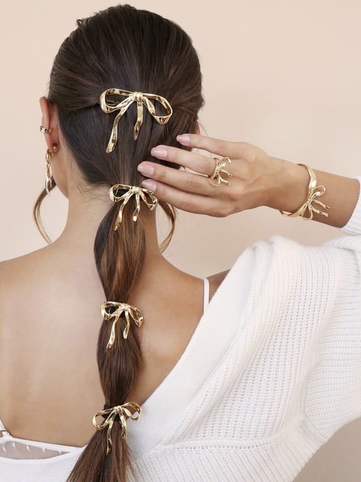 gold hair bows 