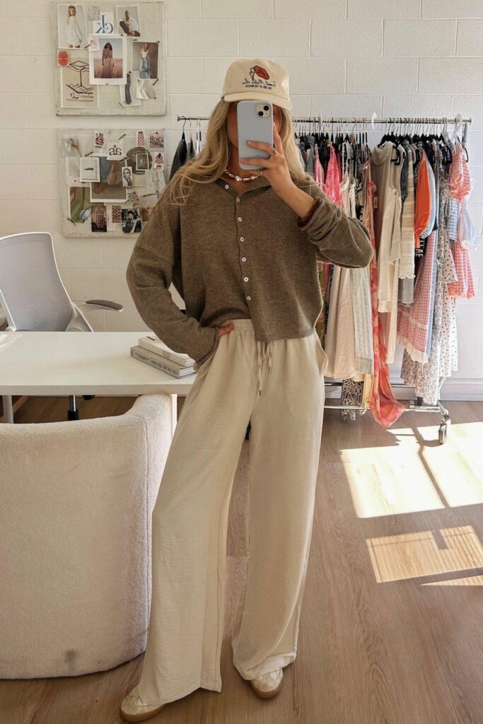 cozy school drop off outfits for moms