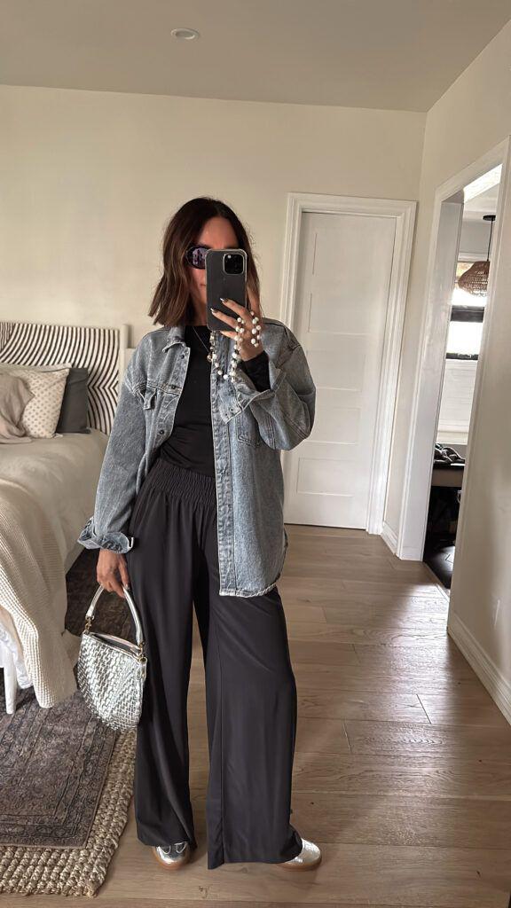 cozy school drop off outfits for moms