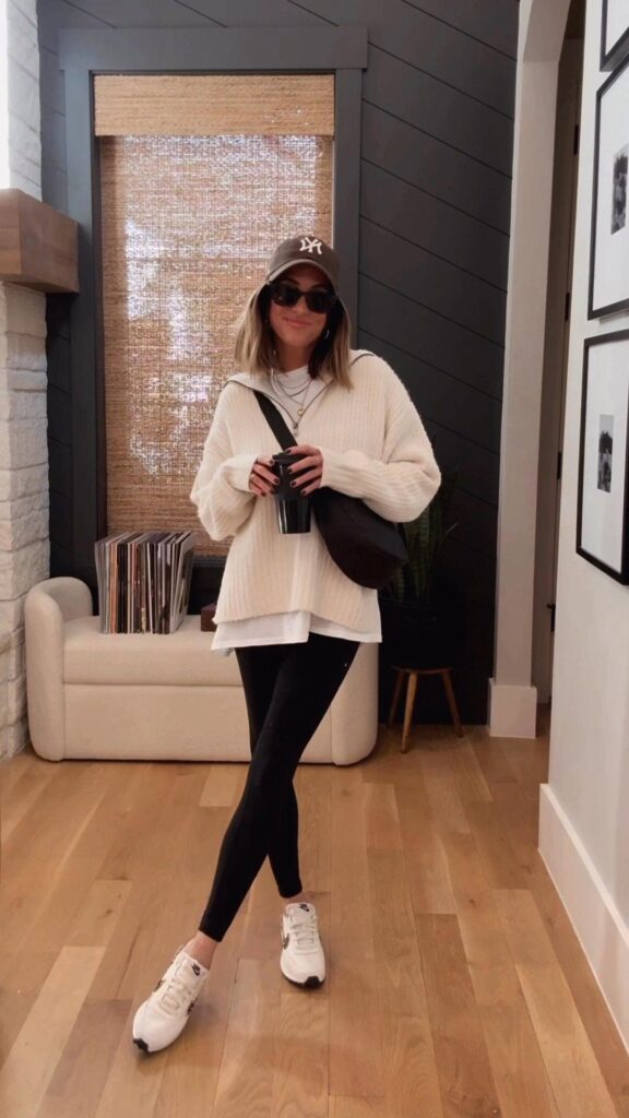 cozy school drop off outfits for moms