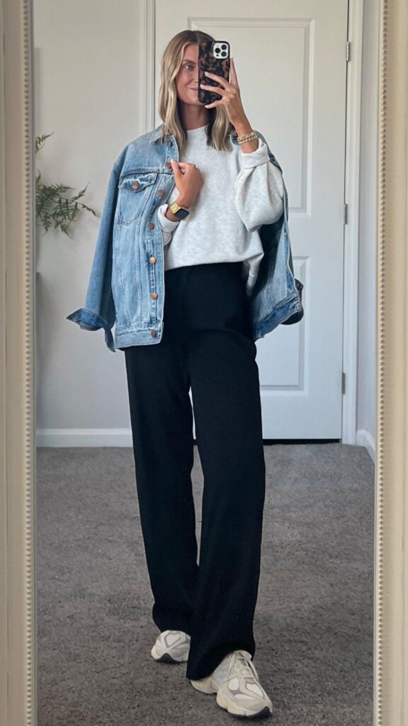 cozy school drop off outfits for moms