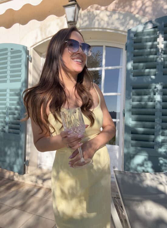 linen butter yellow dress worn in nice france french riviera outfit